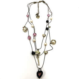Desingner Betsey Johnson Gold-Tone Beaded Rope Chain Heart Charm Necklace alternative image