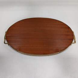Vintage Oval Inlaid Wood Serving Tray alternative image