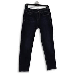 Womens Blue Denim Dark Wash 5-Pocket Design Straight Leg Jeans Size 4