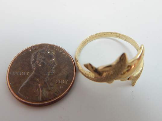 14k Yellow Gold Sandblasted Dolphin Ring 2.6g image number 3