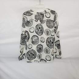 27 Of 52 Conversations White & Black Clock Patterned Top WM Size 14 NWT alternative image