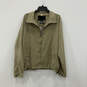 Womens Beige Front Pockets Long Sleeve Collared Full Zip Jacket Size XL image number 1