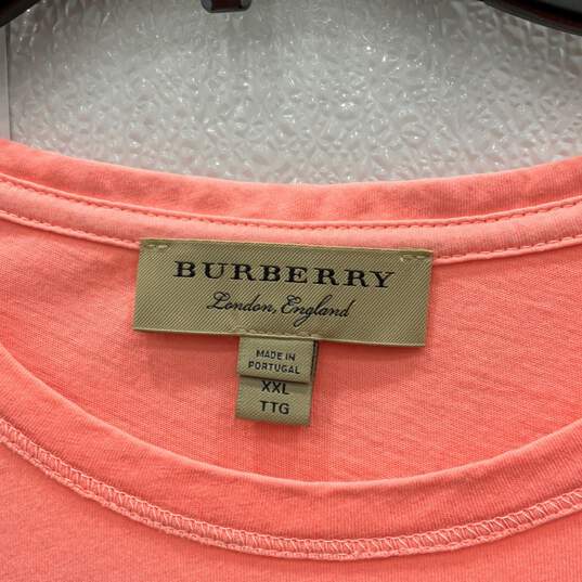 Burberry Womens Pink Graphic Print Round Neck Pullover T-Shirt Size XXL W/COA image number 3
