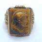Rare 10K Gold Carved Tiger Eye Warrior Men's Sz 7 Ring 10.3g image number 1
