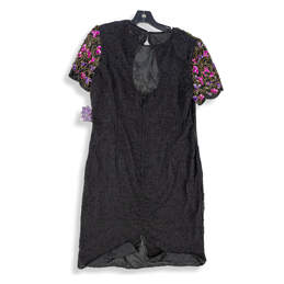 Womens Black Short Sleeve Round Neck Evening Mini Dress Size 16 alternative image