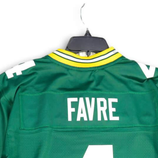 Vintage Mens Green Green Bay Packers Brett Favre #4 Football Jersey Size S image number 4