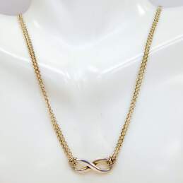 Tiffany & Co 925 Sterling Silver Infinity Pendant Chain Necklace 6.1g alternative image