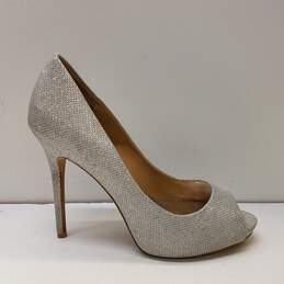 Badgley Mischka Glitter Platform Heels Silver 8