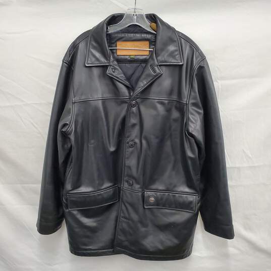 Timberland Weather Gear MEN's Black Genuine Leather Button Jacket Size M image number 1