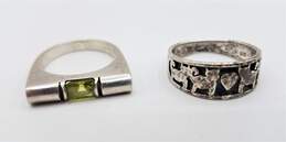 Lot of 2 925 Sterling Silver Rings Peridot Sizes 7-7.75