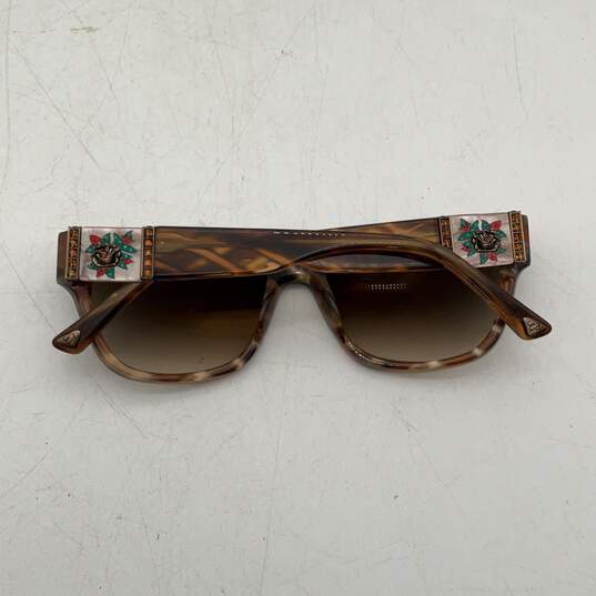 Ed Hardy Womens Brown Tortoise Rhinestone Wayfarer Sunglasses With Case image number 4
