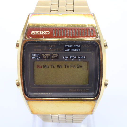 Buy the Vintage LC Chronograph Alarm Quartz Digital Watch (A159-5009-G) -   | GoodwillFinds