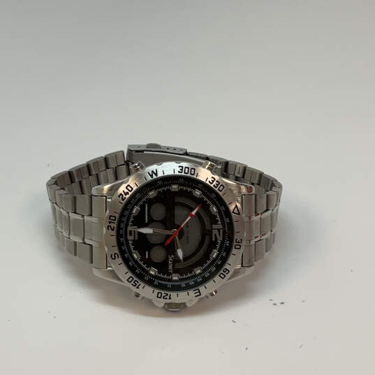 Designer Stauer Silver-Tone Round Dial WR50 Chronograph Digital Wristwatch image number 3