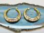 14K Yellow & White Gold Scrolled Hoop Earrings 1.7g image number 1