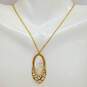 14K Yellow Gold Mother Of Pearl Unique Pendant Necklace 4.3g image number 4