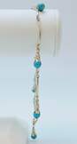 Carolyn Pollack Relios 925 Southwestern Turquoise Bead Squash Flower Charms Bar Chain Anklet 7.4g image number 2