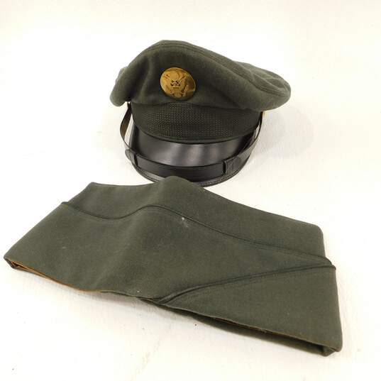 2 Vintage Green Military Caps image number 1