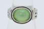 Didae Israel 925 Faceted Green Chalcedony Oval Cabochon Textured Band Ring 6.2g image number 1