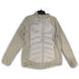 Womens Gray Mock Neck Thumbhole Long Sleeve Full Zip Puffer Jacket Size L image number 1