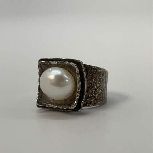 Designer Silpada 925 Sterling Silver Fresh Water Pearl Statement Ring image number 2