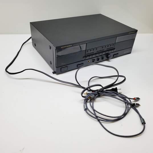 VTG. Bundle Marantz Untested P/R* PMD500 Dual Pro Cassette Recorder W/Line Braided Cords image number 1