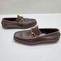 MENS GUCCI GOLD LINK BROWN LEATHER LOAFERS SIZE 11 image number 2