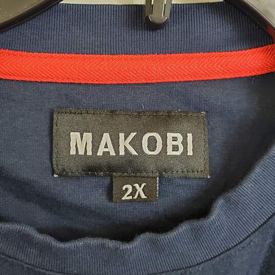 Makobi Men Navy Blue Graphic T Shirt 2X image number 3