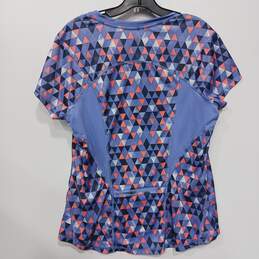 Womens Dry Tek Blue Geometric Print V-Neck Short Sleeve Pullover Shirt Size XL alternative image