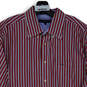 Mens Multicolor Striped Collared Pocket Long Sleeve Button-Up Shirt Size XL image number 1