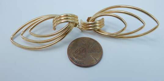 14K Yellow Gold Triple Wire Geometric Drop Earrings 4.4g image number 5