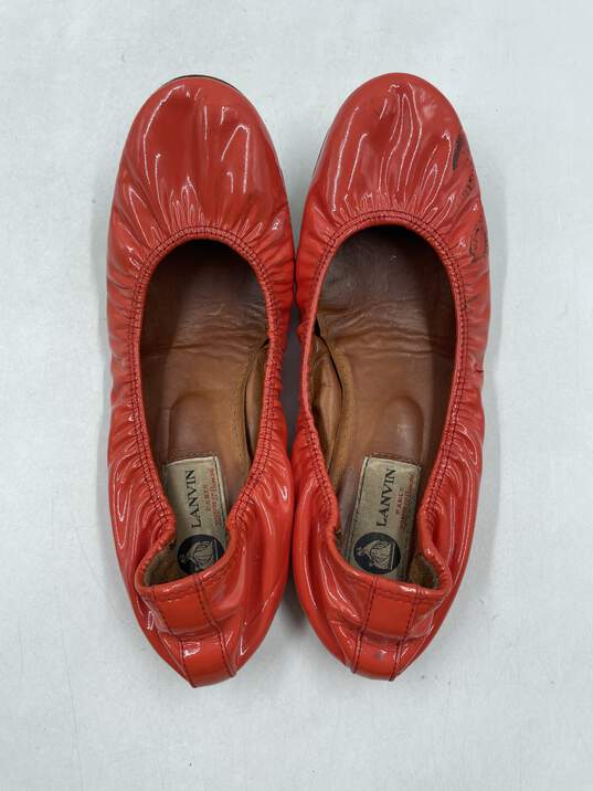 Lanvin Patent Orange Ballet Flats W 7 COA image number 6