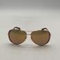 Womens Pink Frame Gold Lens Chelsea 5004 Brown Aviator Sunglasses With Case image number 3