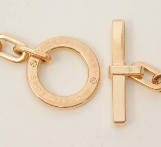 Michael Kors Rose Gold Tone Pave Crystal Lock Necklace 53g image number 5