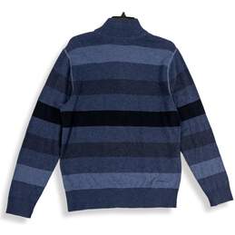 NWT Mens Blue Striped Long Sleeve Mock Neck 1/4 Zip Pullover Sweater Sz XL