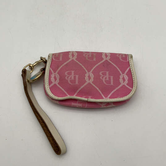 Womens Pink White Signature Print Snap Fashionable Wristlet Wallet image number 2