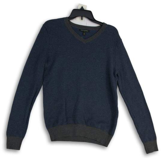 Banana Republic Womens Navy Blue Gray Knitted V-Neck Pullover Sweater Size S image number 1