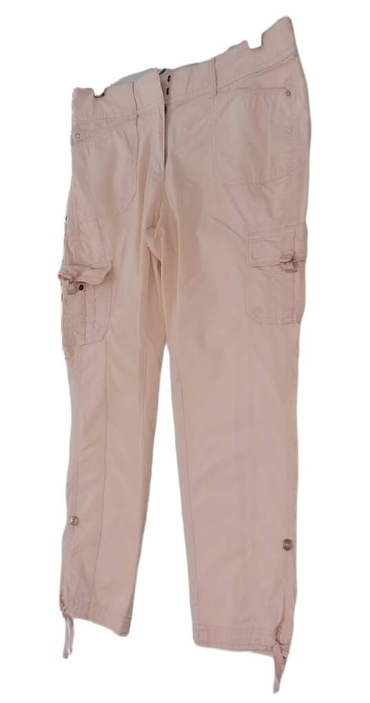 Womens Cream Pink Straight Leg Cargo Pants Size 4 image number 2