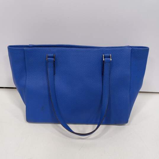 Womens Blue Pebble Leather Charm Inner Pocket Double Handle Tote Bag image number 2
