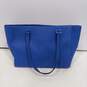 Womens Blue Pebble Leather Charm Inner Pocket Double Handle Tote Bag image number 2