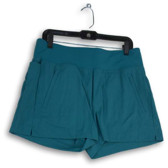 Athleta Womens Blue Zipper Pocket Elastic Waist Pull-On Athletic Shorts Size 12 image number 1