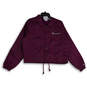 Womens Purple Long Sleeve Spread Collar Cropped Jacket Size Large image number 1