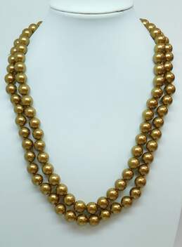 Heidi Daus Goldtone Icy Colorful Rhinestones Toggle Golden Faux Pearls Beaded Multi Strand Statement Necklace 127.3g
