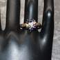 Town & Country Signed 10K Yellow Gold Blue Topaz Moissanite Accent Ring Size 8.25 - 3.0g image number 1