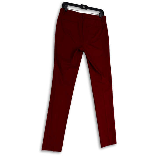 Womens Red Pockets Regular Fit Skinny Leg Flat Front Dress Pants Size 6 image number 2