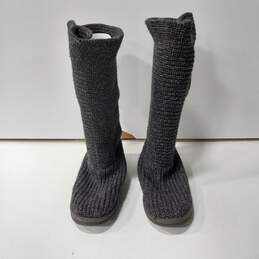 UGG Gray Crochet Knit Boots Size 9