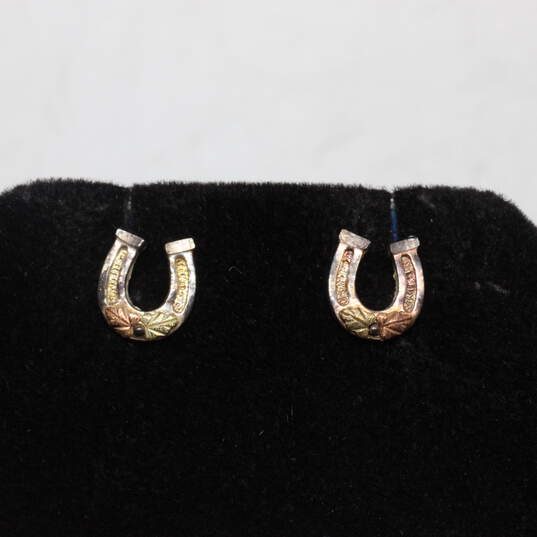 Coleman Signed Sterling Silver 12K Black Hills Gold Accent Earrings-1.0g image number 1