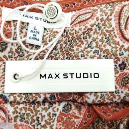 Max Studio Women Orange Paisley Blouse L NWT alternative image