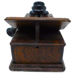 Antique Kellogg Dark Oak Wood Hand Crank Wall Telephone w/ Internals