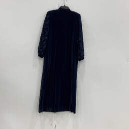 NWT Womens Blue Embroidered Balloon Sleeve Front Zip A-Line Dress Size L alternative image