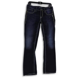 Womens Blue Denim Medium Wash 5-Pocket Design Bootcut Jeans Size 28x33